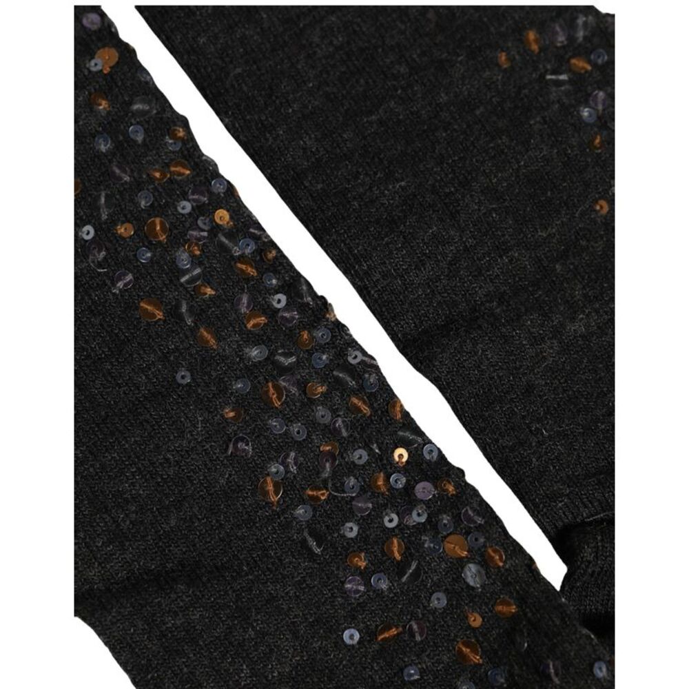 Dolce & Gabbana Dark Gray Sequined Wool Knee High Accessory Women's Socks